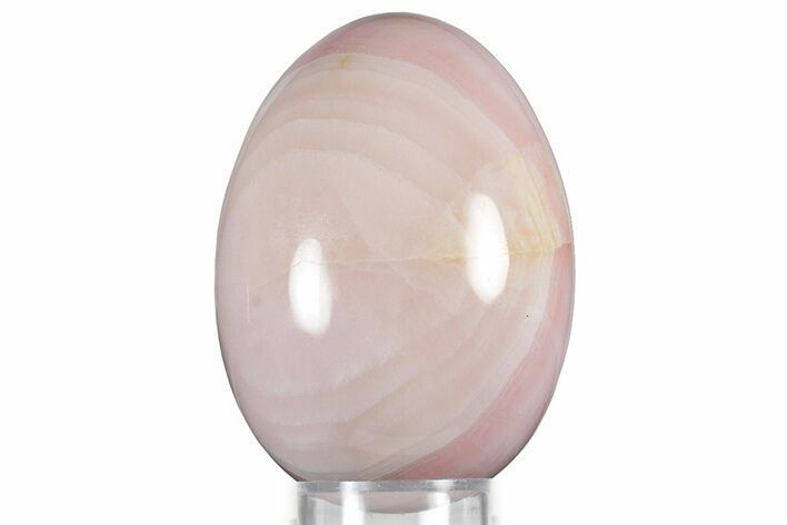 Polished Banded Pink Mangano Calcite Egg - Fluorescent! #314478